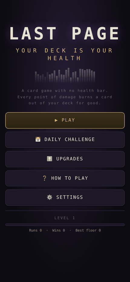 The Last Page title screen